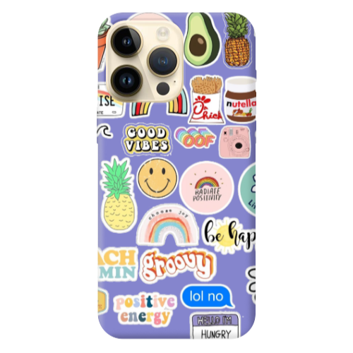 Apple iPhone 13 Pro Max Good vibes Purple Colored Silicone TPU Θήκη