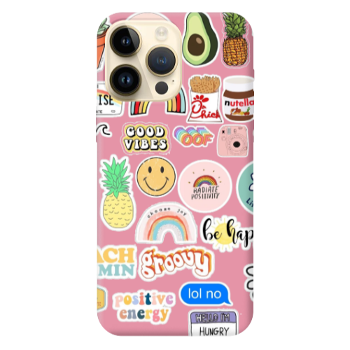 Apple iPhone 13 Pro Max Good vibes Pink Colored Silicone TPU Θήκη