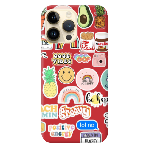 Apple iPhone 13 Pro Max Good vibes Red Colored Silicone TPU Θήκη
