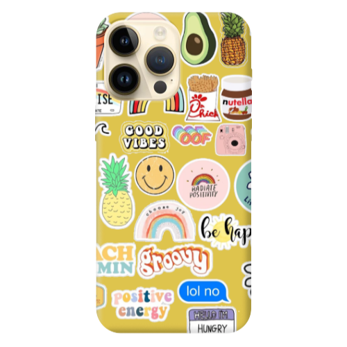 Apple iPhone 13 Pro Max Good vibes Yellow Colored Silicone TPU Θήκη