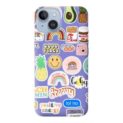 Apple iPhone 14 Plus Good vibes Purple Colored Silicone TPU Θήκη
