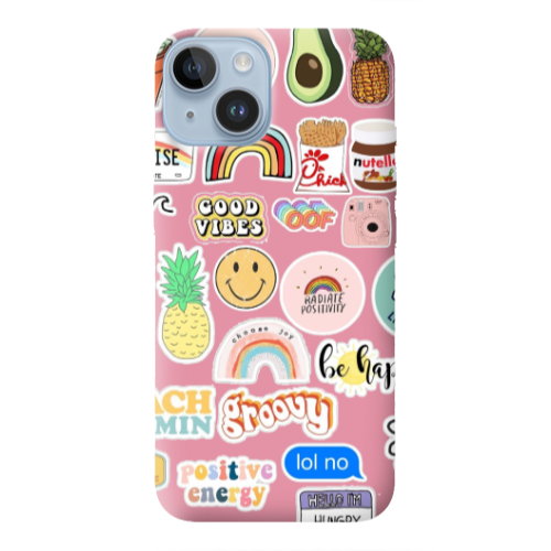Apple iPhone 14 Plus Good vibes Pink Colored Silicone TPU Θήκη