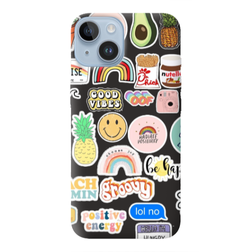 Apple iPhone 14 Plus Good vibes Black Colored Silicone TPU Θήκη