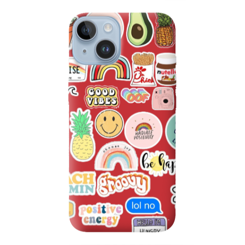 Apple iPhone 14 Plus Good vibes Red Colored Silicone TPU Θήκη