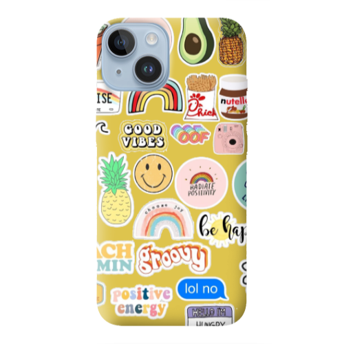 Apple iPhone 14 Plus Good vibes Yellow Colored Silicone TPU Θήκη