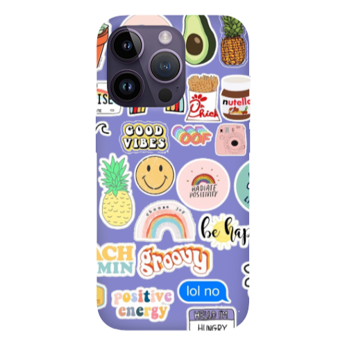 Apple iPhone 14 Pro  Good vibes Purple Colored Silicone TPU Θήκη