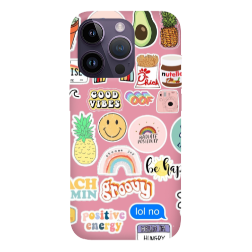 Apple iPhone 14 Pro  Good vibes Pink Colored Silicone TPU Θήκη