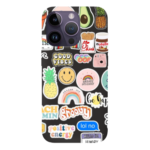 Apple iPhone 14 Pro  Good vibes Black Colored Silicone TPU Θήκη