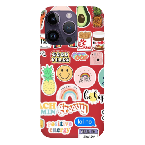 Apple iPhone 14 Pro  Good vibes Red Colored Silicone TPU Θήκη