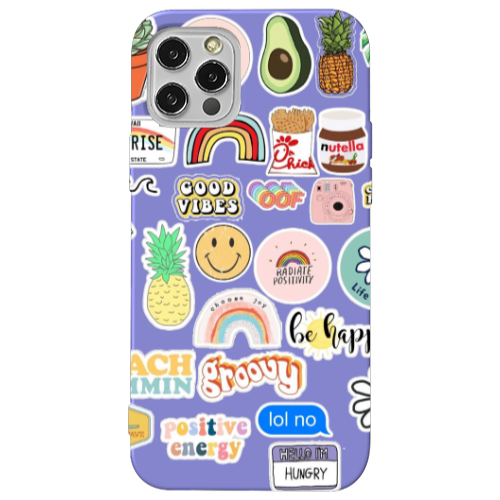 Apple iPhone 13 Pro Good vibes Purple Colored Silicone TPU Θήκη