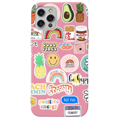Apple iPhone 13 Pro Good vibes Pink Colored Silicone TPU Θήκη