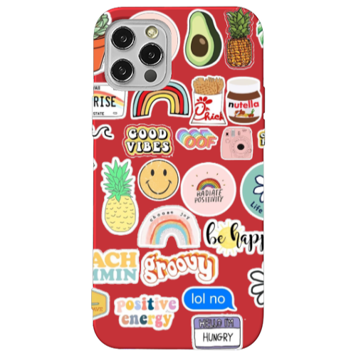 Apple iPhone 13 Pro Good vibes Red Colored Silicone TPU Θήκη