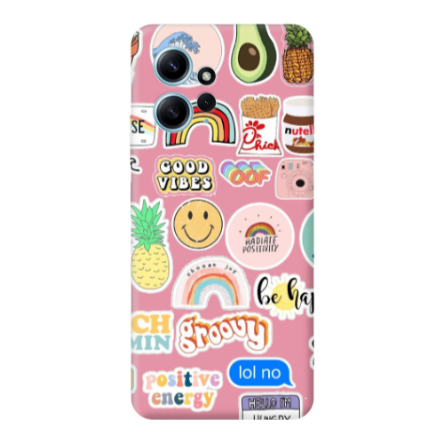 Xiaomi Redmi Note 12 4G Good vibes Pink Colored Silicone TPU Θήκη