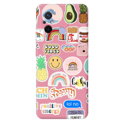 Xiaomi Redmi 12C Good vibes Pink Colored Silicone TPU Θήκη