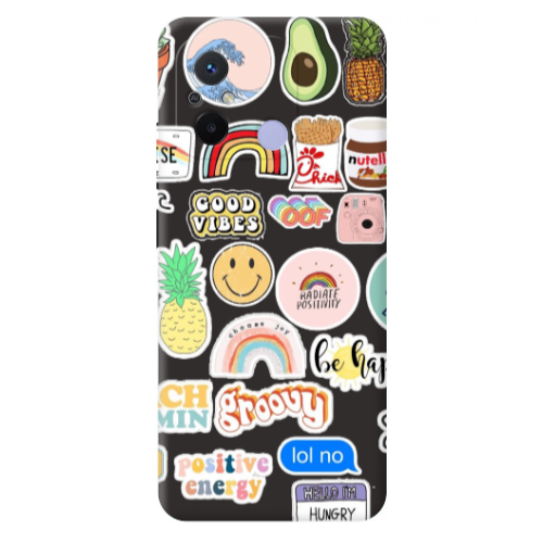 Xiaomi Redmi 12C Good vibes Black Colored Silicone TPU Θήκη