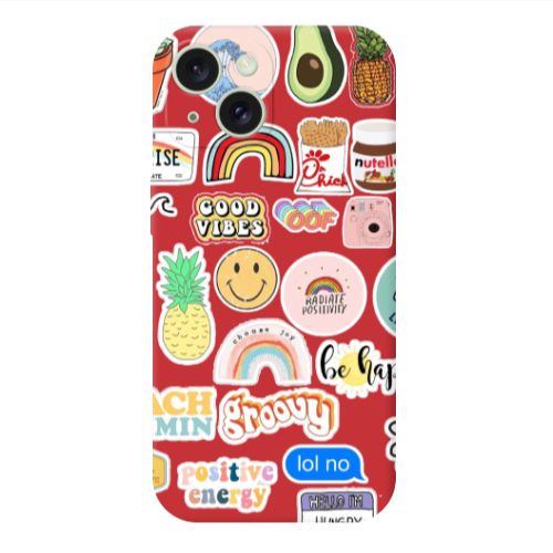 Apple iPhone 15 Good vibes Red Colored Silicone TPU Θήκη