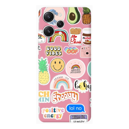 Xiaomi Redmi 12 Good vibes Pink Colored Silicone TPU Θήκη