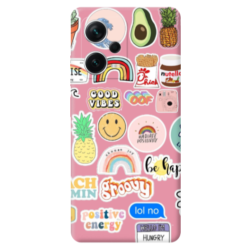 Xiaomi Poco X5 Good vibes Pink Colored Silicone TPU Θήκη