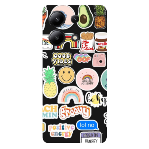 Xiaomi Redmi Note 13 4G Good vibes Black Colored Silicone TPU Θήκη