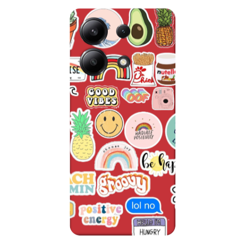 Xiaomi Redmi Note 13 4G Good vibes Red Colored Silicone TPU Θήκη