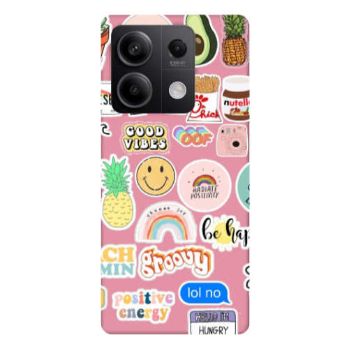 Xiaomi Redmi Note 13Pro 5G Good vibes Pink Colored Silicone TPU Θήκη