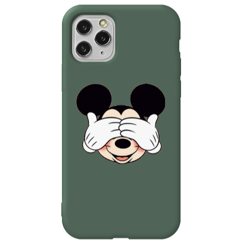 Apple iPhone 11 Pro Mickeyy Dark Green Colored Silicone TPU Θήκη
