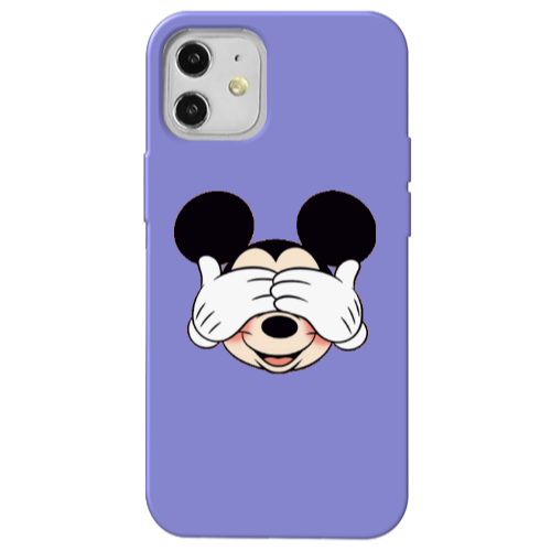 Apple iPhone 12 Mickeyy Purple Colored Silicone TPU Θήκη