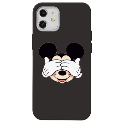 Apple iPhone 12 Mickeyy Black Colored Silicone TPU Θήκη