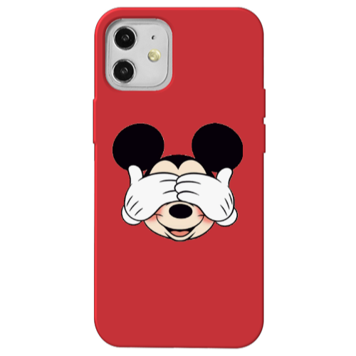 Apple iPhone 12 Mickeyy Red Colored Silicone TPU Θήκη