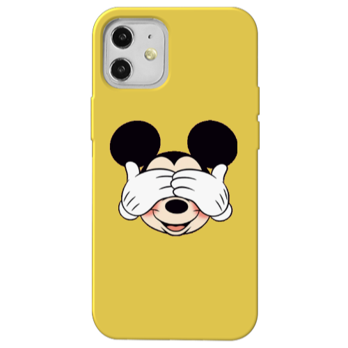 Apple iPhone 12 Mickeyy Yellow Colored Silicone TPU Θήκη