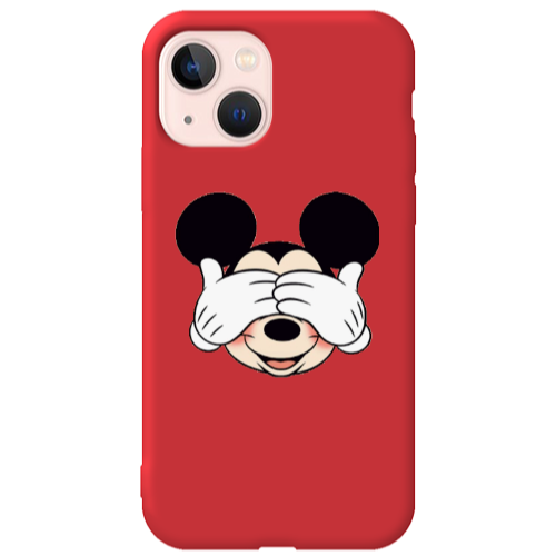 Apple iPhone 13 Mickeyy Red Colored Silicone TPU Θήκη