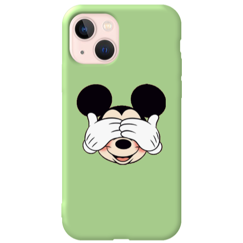 Apple iPhone 13 Mickeyy Light Green Colored Silicone TPU Θήκη