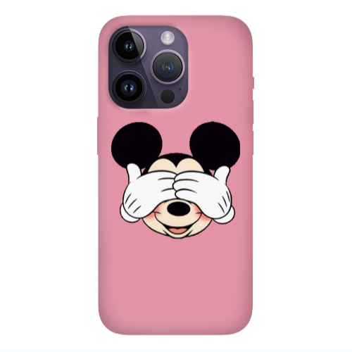 Apple iPhone 14 Pro Max Mickeyy Pink Colored Silicone TPU Θήκη