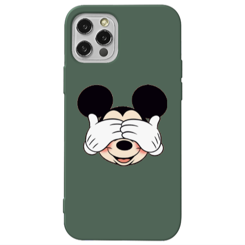 Apple iPhone 13 Pro Mickeyy Dark Green Colored Silicone TPU Θήκη