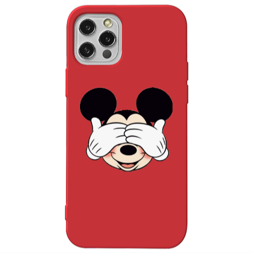 Apple iPhone 12 Pro Mickeyy Red Colored Silicone TPU Θήκη