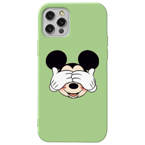 Apple iPhone 12 Pro Mickeyy Light Green Colored Silicone TPU Θήκη