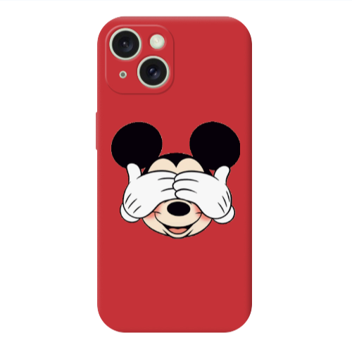 Apple iPhone 15 Mickeyy Red Colored Silicone TPU Θήκη
