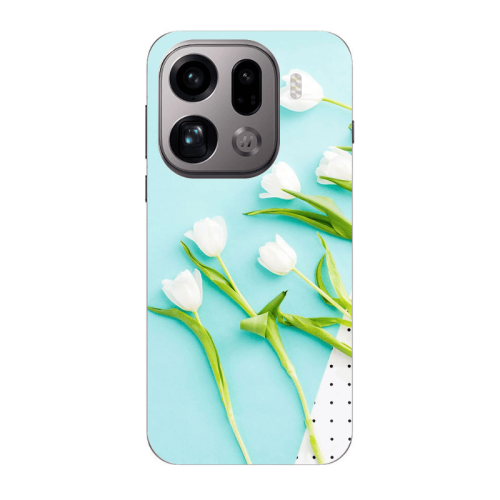 Oppo Find X9 Pro White Tulips Transparent Silicone TPU Θήκη