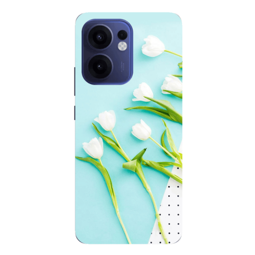 Oppo Reno13 FS White Tulips Transparent Silicone TPU Θήκη