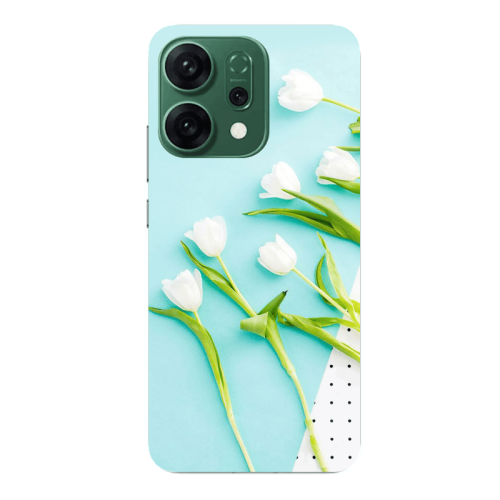 Oppo RENO 14 White Tulips Transparent Silicone TPU Θήκη
