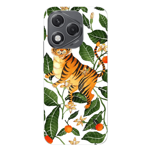 Honor 400 Lite Flower Leopard and Laves Transparent Silicone TPU Θήκη