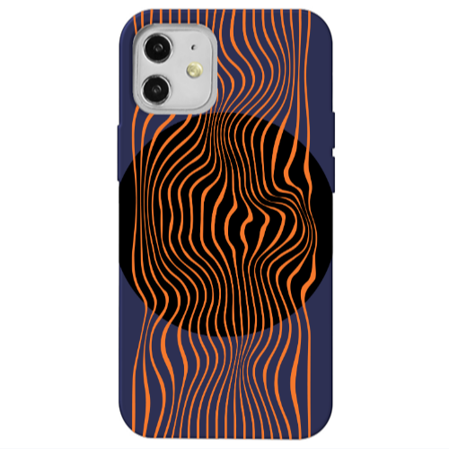 Apple iPhone 12 Trapezoidal lines Dark blue Colored Silicone TPU Θήκη