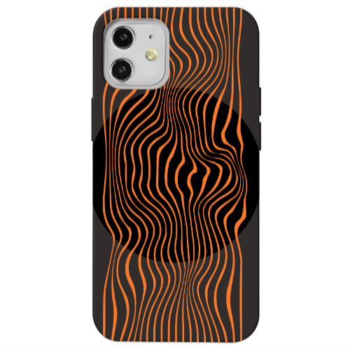 Apple iPhone 12 Trapezoidal lines Black Colored Silicone TPU Θήκη