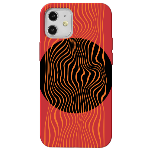 Apple iPhone 12 Trapezoidal lines Red Colored Silicone TPU Θήκη