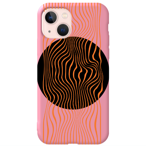 Apple iPhone 13 Trapezoidal lines Pink Colored Silicone TPU Θήκη
