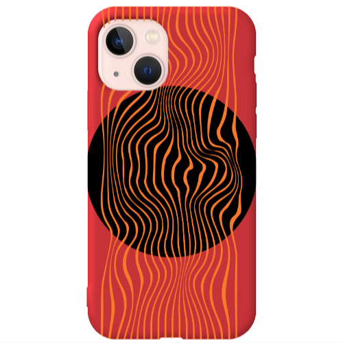 Apple iPhone 13 Trapezoidal lines Red Colored Silicone TPU Θήκη