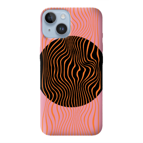 Apple iPhone 14  Trapezoidal lines Pink Colored Silicone TPU Θήκη