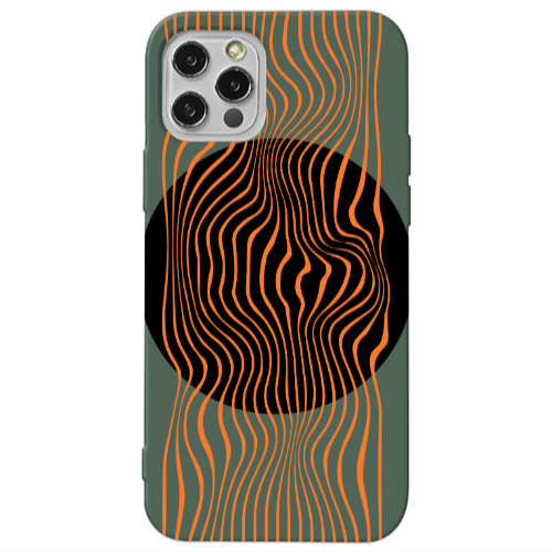 Apple iPhone 12 Pro Trapezoidal lines Dark Green Colored Silicone TPU Θήκη