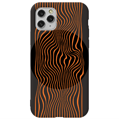 Apple iPhone 11 Pro Max Trapezoidal lines Black Colored Silicone TPU Θήκη