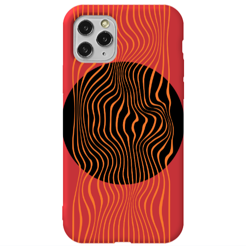 Apple iPhone 11 Pro Max Trapezoidal lines Red Colored Silicone TPU Θήκη